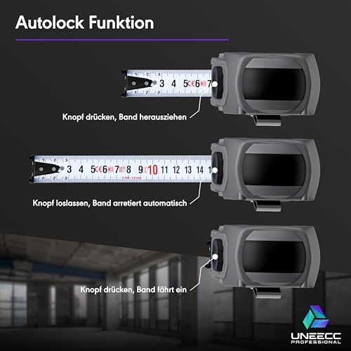 Premium Tape Measure 3 m | Auto Lock - Automatic Tape Lock | Tape Measure 3 m | Magnetic Hook | Tape Measure | Extremely Robust | Roll Tape Measure 1