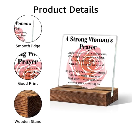 TOUNER Strong Woman's Prayer Empowering Acrylic Office Desk Decor Sign lucency026