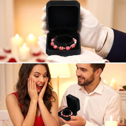 12 Pcs Velvet Bracelet Box Classic Black Bracelet Gift Box Case for Jewelry Gift Storage Bangle Organizer Holder for Wedding Engagement Proposal Birthday Anniversary