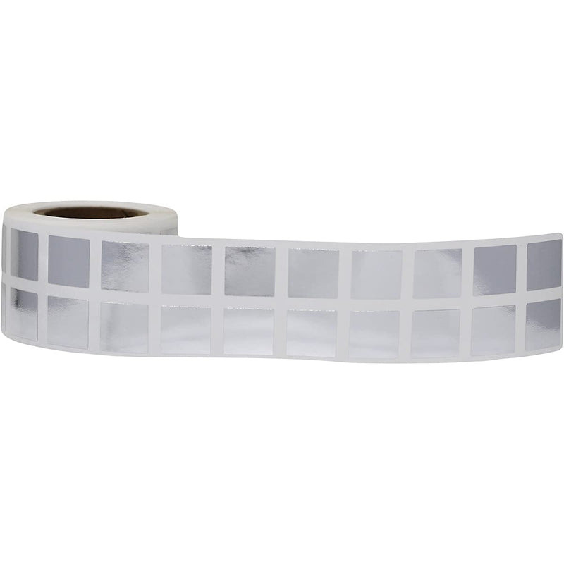 Metallic Silver 1/2" Inch Square Adhesive Labels 1,000 Color Coding Dot Stickers for Efficient Inventory Management, Crafting Projects, and Organizational Tasks in Offices, Schools, and Homes Metallic Silver