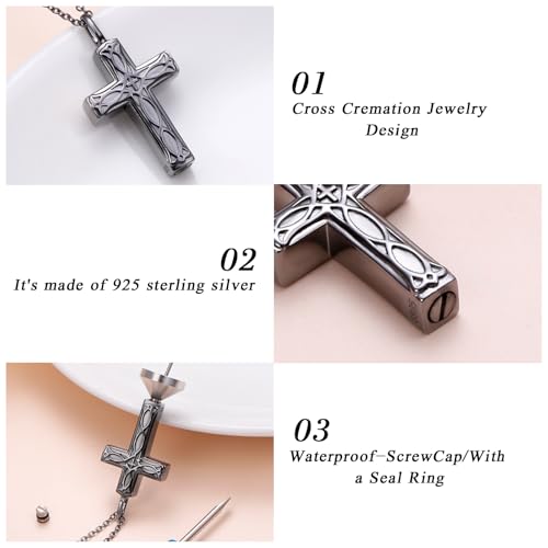 DAOCHONG Celtic Cross Urn Necklace for Ashes Infinity Knot Memorial Jewelry Celtic Cross Urn Necklaces