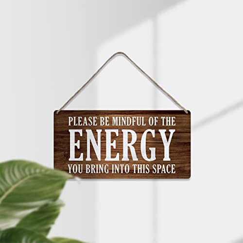 Country Style Wall Decor Be Mindful Quote Wooden Signs Rustic Hanging Wall Plaque Positive Energy Sign Home Decor Present Unleash your energy 7"L x 12"W