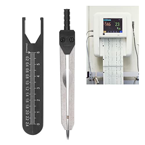 ECG Ruler, 0-2.4 Inch Divider Measuring Tool Made of Stainless Steel, Compass for Breastfeeding, Drawing, Practical Carry in the Bag (Black) Black