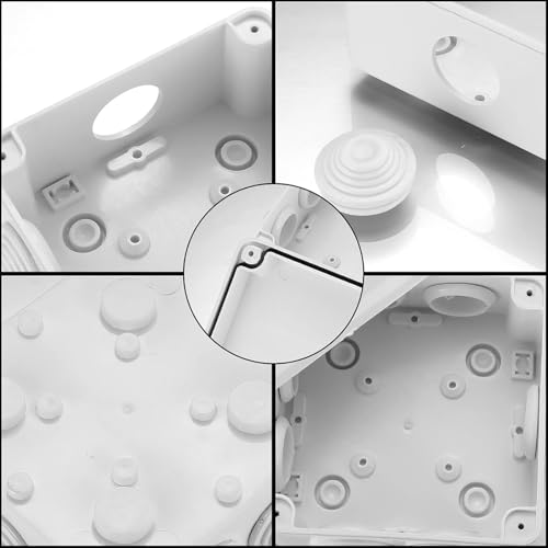 Pack of 2 Surface-Mounted Junction Box, Surface-Mounted, Junction Box, Outdoor Waterproof IP65, Junction Box, Distribution Box, Outdoor Waterproof, Electrical Box, Electric Project Housing (White, 100