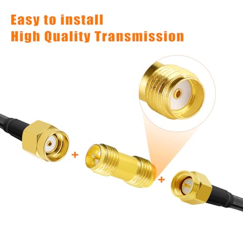 SMA Female to RP-SMA Female Plug Connector, RF Coaxial Adapter, for 2G 3G 4G LTE Antenna, Router, Pack of 5 SMA Female to RP-SMA Female