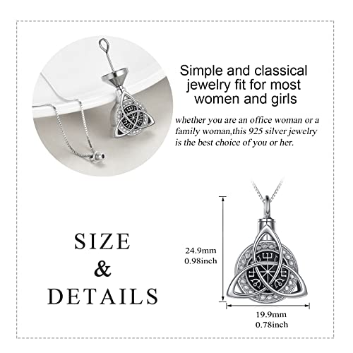 YAFEINI Urn Necklaces for Ashes 925 Sterling Silver Cremation Jewelry for Ashes Memory Jewelry for Women Men G-Celtic Urn Necklace