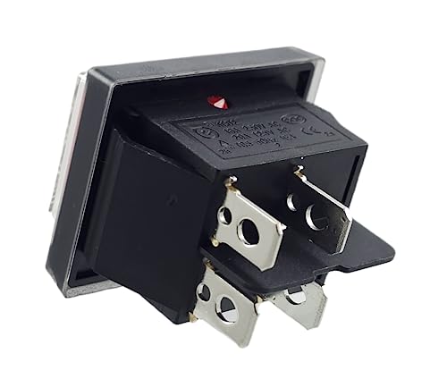 Toggle Switch Green On/Off with Waterproof Cover, Device Switch DPDT, 4-Pin 250V 16A Rocker Switch Illuminated
