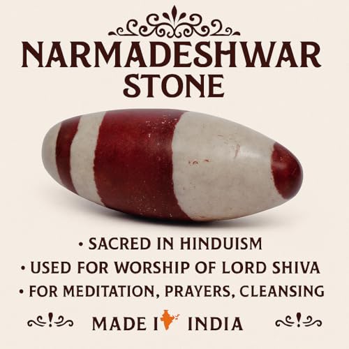 Certified Narmadeshwar Shivling | Sacred Narmada Stone Shiva Lingam Banalinga for Temple & Home | Rare Healing Crystal from Narmada River India – Spiritual Hindu God Idol (4 Inch) 4 Inch