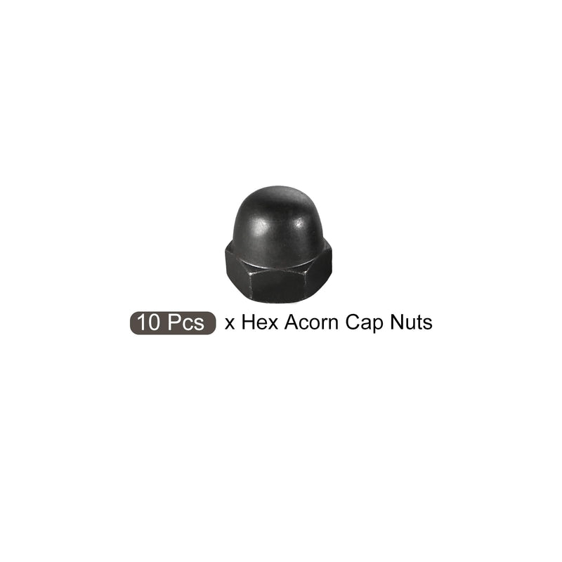 [Australia - AusPower] - Acorn Cap Nuts(M10x1.5mm) 10Pcs, Carbon Steel Acorn Dome Cap Head Hex Nuts - for Industrial Mechanical Equipment, Black 