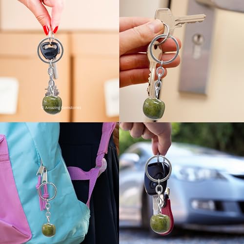 Amazing Gemstone Vesuvianite Crystal Car Key Holder - Crystals and Healing Stones Car Keys Keychain for Gift for Christmas Stockings Stuffers for Women Men Teen Kids (Tumbled Crystal Keychain)