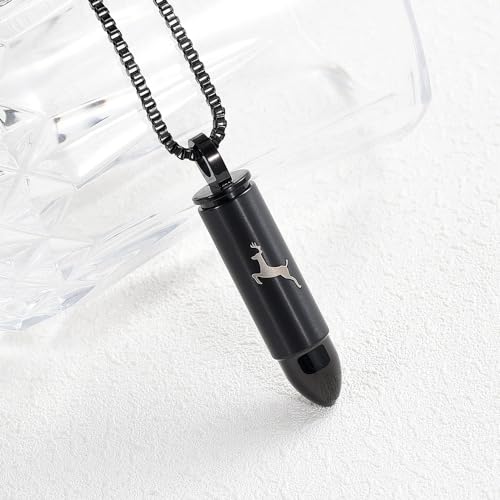XSMZB Deer Bullet Cremation Jewelry Urn Necklace for Ashes Human Pet Bullet Ashes Keepsake Pendant Funeral Memorial Jewelry Gift Forever in my heart