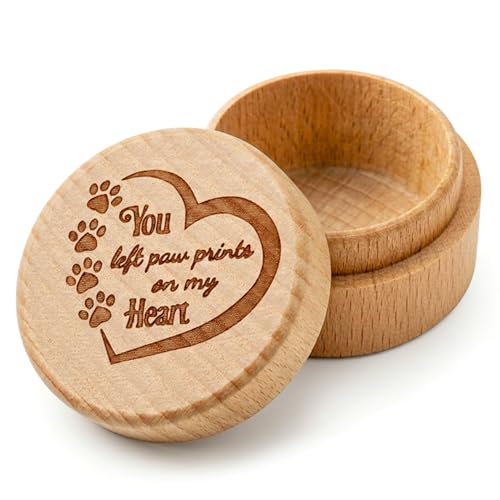 Dog Memorial Keepsake Box, Wooden Pet Urn for Ashes, Hair & Fur Remembrance Container with Lid, Small Pet Loss Sympathy Gift for Dog Cat Passing, Memory Storage Box, Home Display