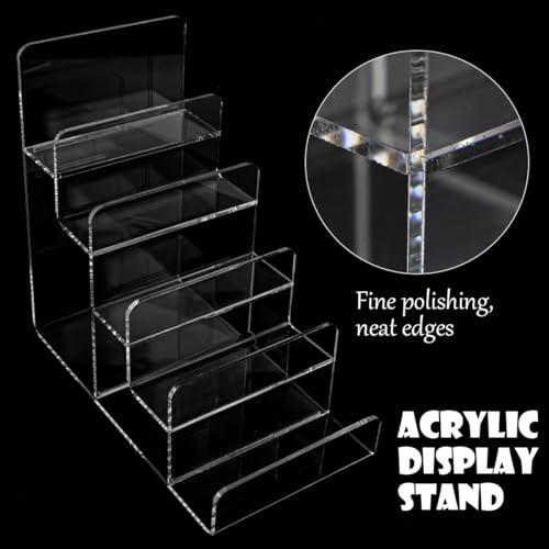 Acrylic Wallet Display Stand Holder 5-Tier Clear Riser Display Shelf Handbag Display Stand Holder Purse Stand Jewelry Display For Phone,Greeting Cards,Business Cards Size 5Tier