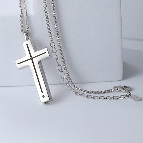 925 sterling silver cross souvenir ashes necklace urn pendant black