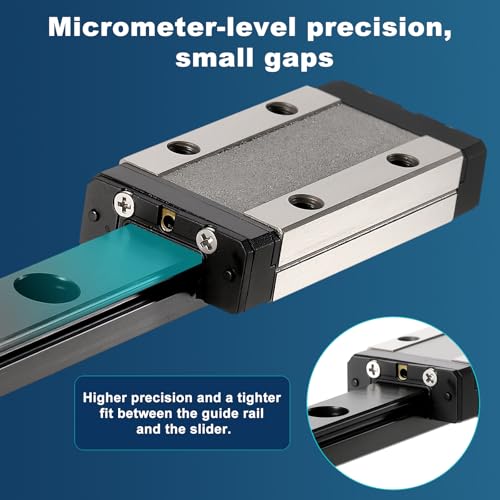 sourcing map 2 Pcs MGN9 500mm Linear Sliding Rail Guide with MGN9H Sliding Carriage Block and Mini Guide, Linear Motion Guideway for Mini Engraving CNC Machine 3D Printer