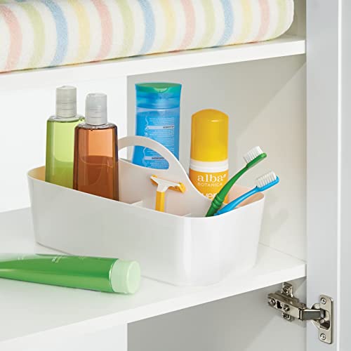 mDesign Bathroom Shower Caddy Tote for Shampoo, Soap, Razors - Medium, White