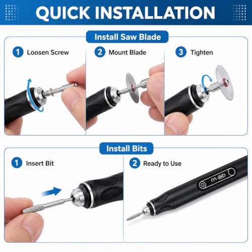 Electric Engraving Pen Set 3 Levels with 32 Bits and 4 Stencils