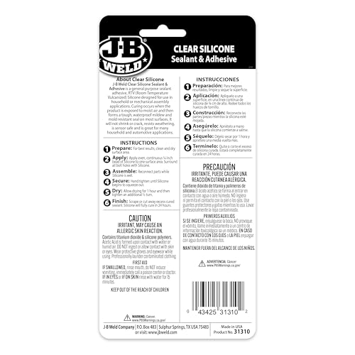 J-B Weld Clear All-Purpose RTV Silicone Sealant and Adhesive, 3 oz, 2-pack tubes