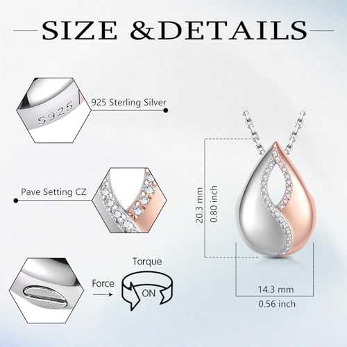 Sariel Dual Urn Pendant Necklace 925 Sterling Silver Teardrop
