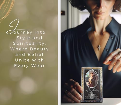 Saint Anthony Pendant - Pewter St Anthony Pendant with 24 Inch Chain, Lord's Prayer Card - St Anthony Necklace for Men and Women - St Anthony of Padua Patron Saint of Lost Things Theme Set, 2 Items