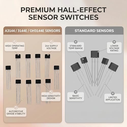 Ejoyous Pack of 10 Linear Hall Effect Sensors, A3144 3144E OH3144E Magnetic Detector 3-Pin Sensitive Switch Switches TO-92UA 3pin SIP