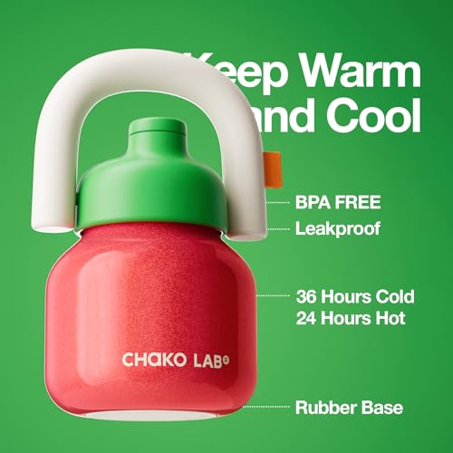 CHAKO LAB Water Bottle with Straw and Carry Handle 33oz, Vacuum for Coffee & Tea, Leak-proof Reusable Flask, Keeps Cold 36h,White&Blue,316 stainless steel