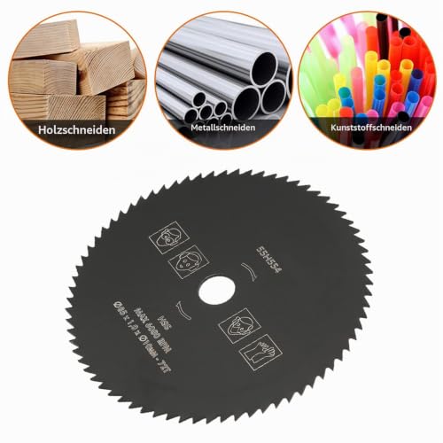 Pack of 2 HSS Circular Saw Blades, 85 mm x 10 mm, 72 Teeth, Multi Material Circular Saw Blades, Cutting Discs for Woodworking, Wood, Metal, PVC, Aluminum, Cutting Wheel
