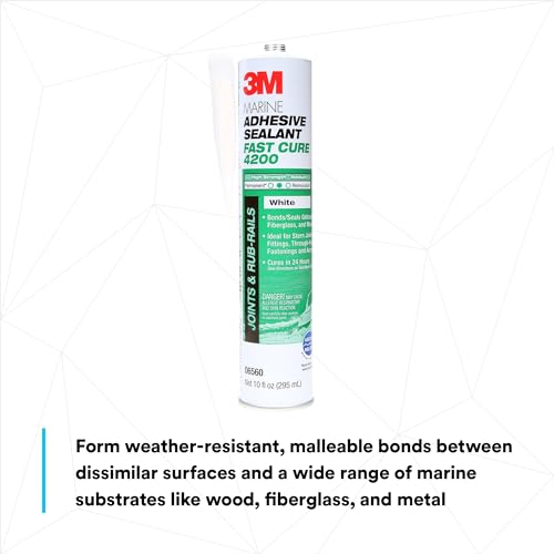 3M Marine Adhesive Sealant Fast Cure 4200FC, White, 295 mL Cartridge 10 fl oz