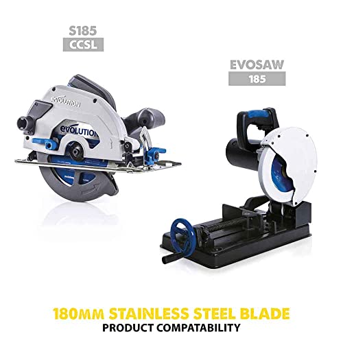 Evolution Power Tools 230TCT-60CS Circular Saw Blade (AKA Chop Saw Blade) For Cutting Stainless Steel - Carbide Tipped Metal Saw Blade Produces Virtually No Heat, Burrs or Sparks, 230 mm Chop/Circular Saw Blade