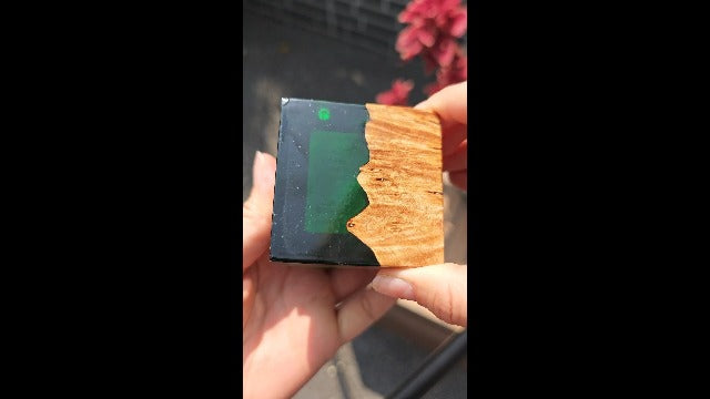 Wedding Ring Box for Proposal with Single Slot, Handcrafted, Made of Wood and Resin, Wedding Ceremony, Jewelry Organizer Light Blue