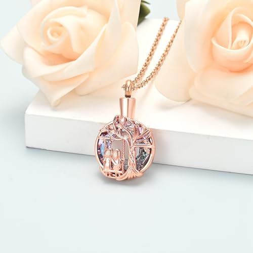shajwo Tree of Life Urn Necklace for Ashes for Sister Rose gold-purple
