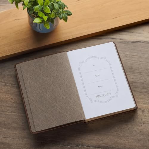 Christian Art Gifts Classic Journal Names Of God Exodus 34:6 Bible Verse, Inspirational Scripture Notebook, Ribbon Marker, Brown Faux Leather Flexcover, 336 Ruled Pages