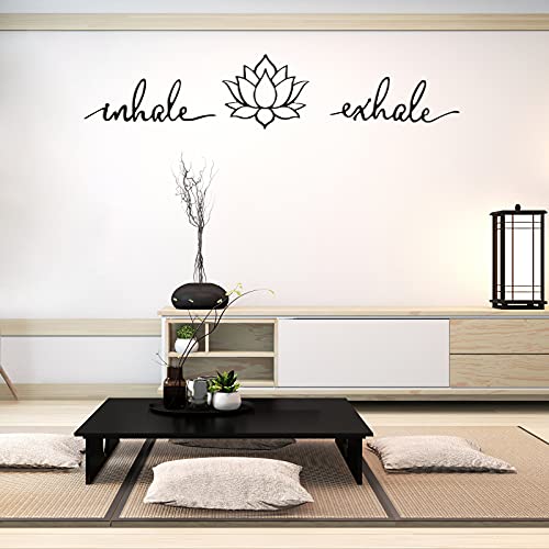 Ferraycle Inhale Exhale Wall Art Yoga Meditation Decor Black Metal Sign