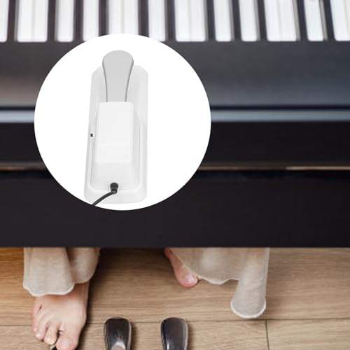 Focket Sustain Pedal, Universal Keyboard Sustain Pedal with 1/4in (6.35mm) Input Plug & Anti Slip Rubber Bottom, Piano Foot Pedal for Digital Piano, Electronic Keyboard, MIDI, Focket3tsrce7hf8-11 White