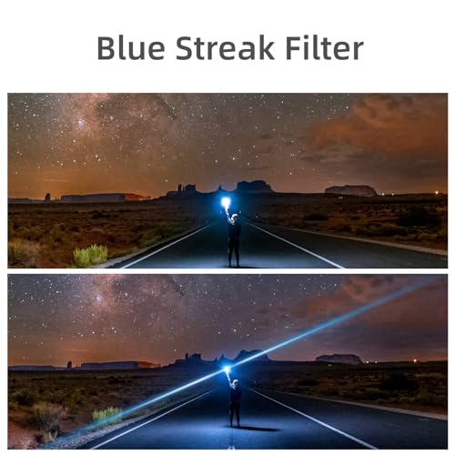 GREEN.L 67mm Blue Streak Lens Filter, Premium Optical Glass 360°Rotatable Anamorphic Flare Camera Lens Effect Filter