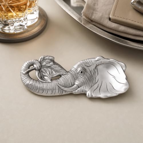 Arthur Court Elephant Spoon Rest Aluminum Decorative Holder for Kitchen Utensils 8 x 3.5 Inches