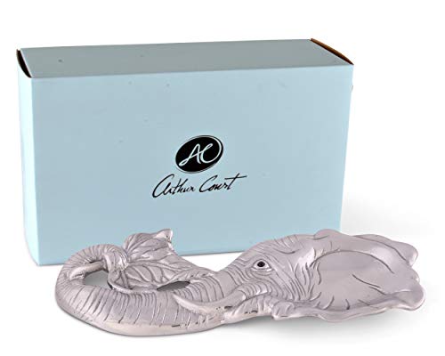 Arthur Court Elephant Spoon Rest Aluminum Decorative Holder for Kitchen Utensils 8 x 3.5 Inches