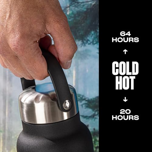 S'well Recycled Stainless Steel Explorer with Insulated Lid and Handle, 40oz, Onyx, Triple Layered Vacuum Insulated Containers Keeps Drinks Cold for 54 Hours and Hot for 12 40 Ounces