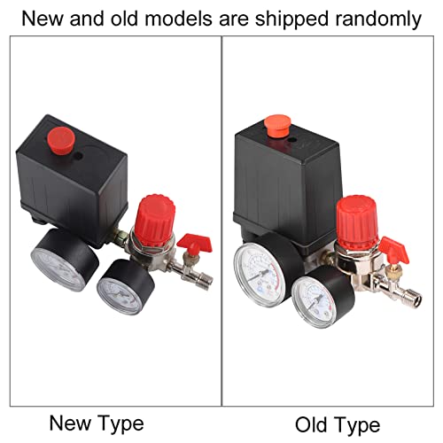 Small Plastic Air Compressor Pressure Switch, Lightweight Valve Regulator With Gauge, Replacement For Clarke Bandit 6L Oilless, 2Pcs