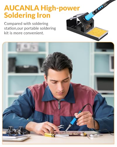 Soldering Iron Set, 100 W High Performance Soldering Iron, Quick Heating, Digital Temperature Display & Precise Control 180°C - 500°C, Portable Soldering Kit with Protective Cap & Automatic Sleep Mode Blue