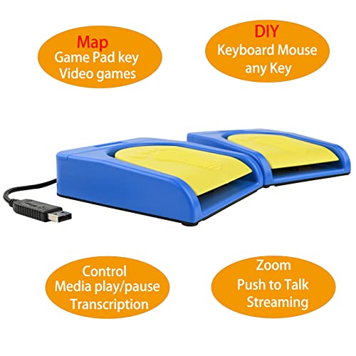 iKKEGOL Upgraded USB Double Foot Pedal Optical Switch Control 2 Key Two Button Program Computer Keyboard Mouse Game Action HID