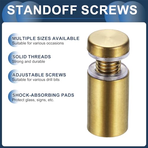 uxcell gold stainless steel standoff screws and anchors for bathroom mirrors, acrylic signs, picture frames, 8-piece set