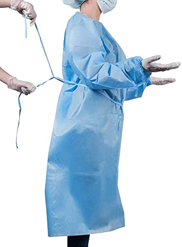 10 Pack Insulated Disposable Gown 10 Pack Liquid Resistant Disposable Long Sleeve Smock Non-Woven Fabric (One Size) Pack of 10