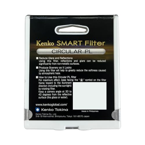 Kenko Camera Lens Effect Filter Smart C-PL 82mm, for Landscape, Adjust Contrast and Saturation, Removes Diffuse Reflection of Light, Low-Profile, 382950