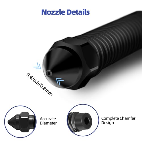 IdeaFormer Centauri Carbon Hardened Steel Nozzles, 0.4 mm, Hardened Steel Nozzle with 2 Silicone Nozzle Brush, Extruder Hotend Nozzles for Elegoo Centauri Carbon, Pack of 5
