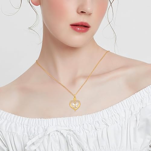 Minicremation Cremation Jewelry Butterfly Heart Urn Necklace for Ashes for Women Urn Pendant Birthstone Locket Crystals Ash Loved One Memorial Keepsake Pendant Gold-White