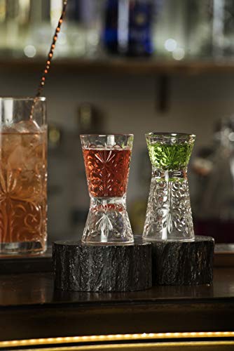Barski Glass - Reversible Shot Glass - Jigger Tumbler - Designed Tumblers - Use for Liquor - Vodka - Cocktail - Set of 6 Glasses - One side is 1 oz, Other Side is 2 oz. - Made in Europe