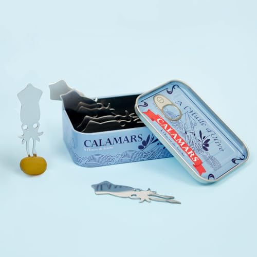 Balvi Fork Appetizer Conserverie Calamars Retro Design Canned Squid Can/INOX