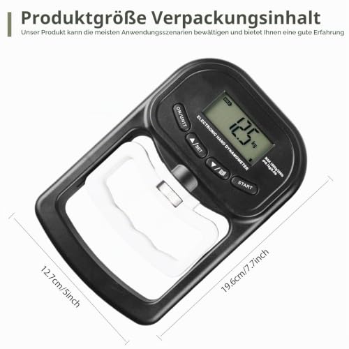 Digital Hand Strength Meter Hand Dynamometer: 396 lb/180 kg Electronic Grip Strength Gauge, LED Display Grip Strength Trainer with USB Charging Cable, Intelligent and Sensitive (Black)