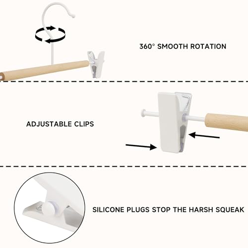 Wire Pants Hangers with Adjustable Clips, White, 12-Pack